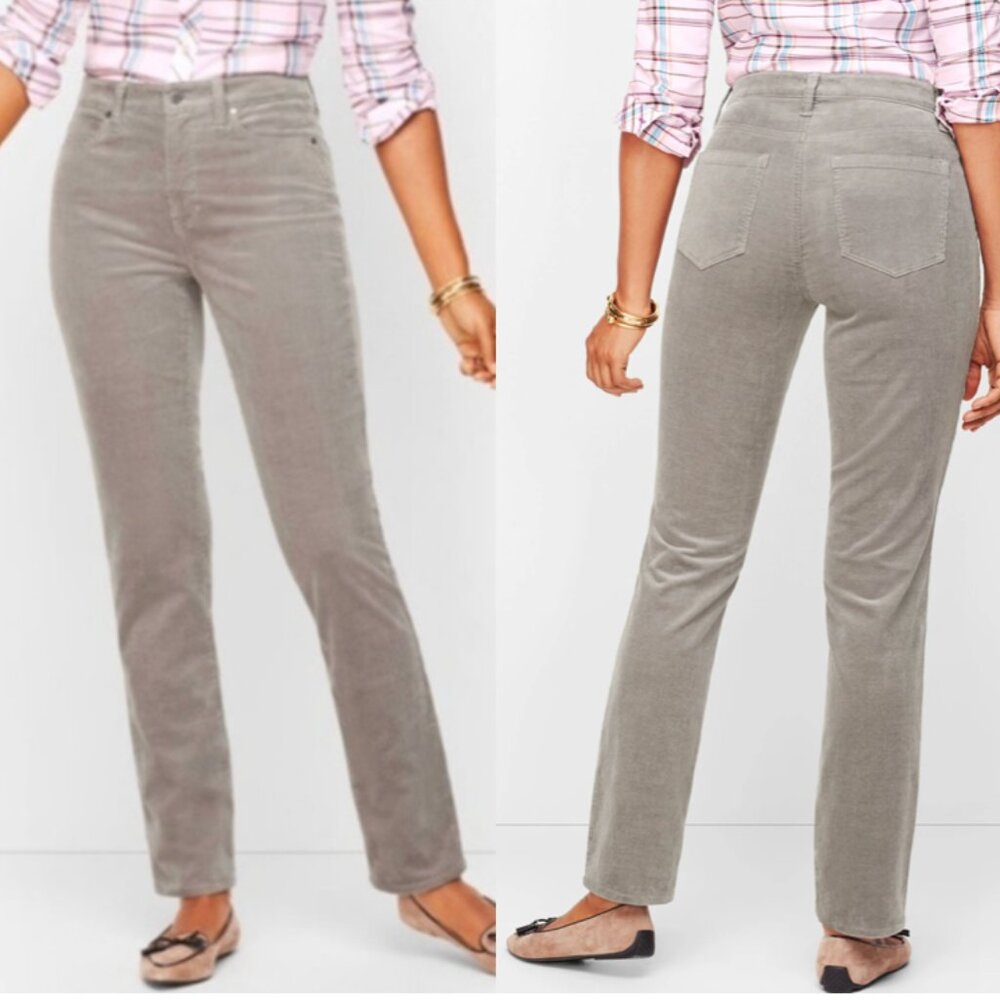 Talbots grey straight leg corduroy pants size 8